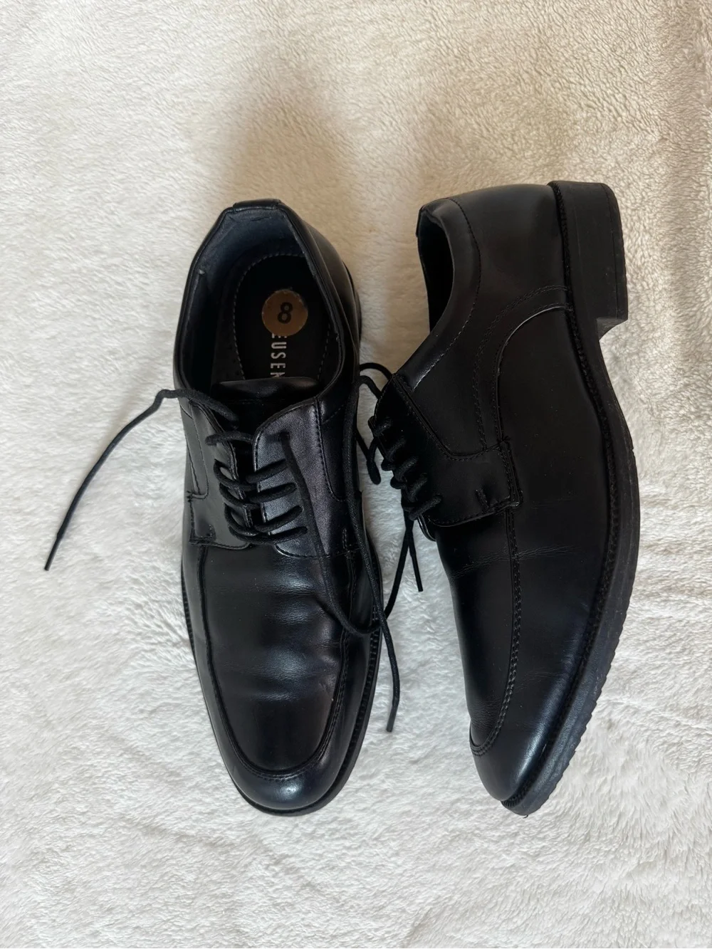 Van Heusen Black Lace-Up Leather Derby Shoes